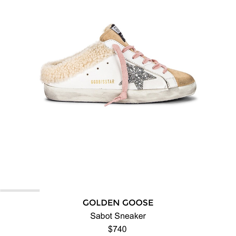 Golden Goose Women's White and Gold Sabot Sneakers slippers